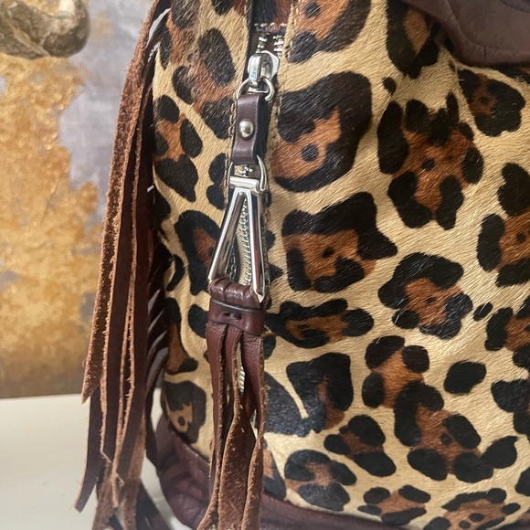 Genuine cowhide & leather leopard handbag - Picture 3 of 5